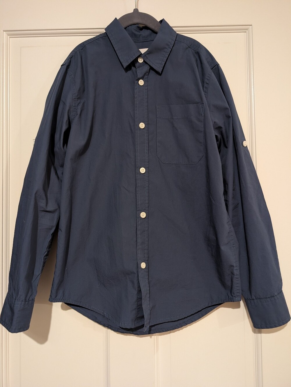 Boy's Classic Navy Long-Sleeve Button-Down Shirt
